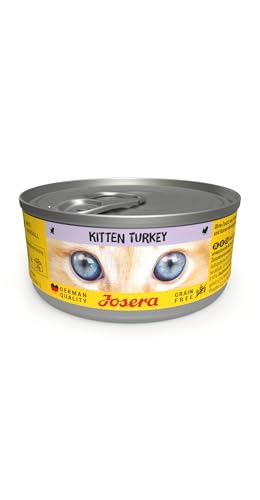 JOSERA Nassfutter Kitten Turkey (12 x 85 g) | Kitten | Premium Katzenfutter nass für wachsende Katzen | Pute & leckere Geflügelbrühe | getreidefrei | Anti-Haarballen | Alleinfutter | 12er Pack