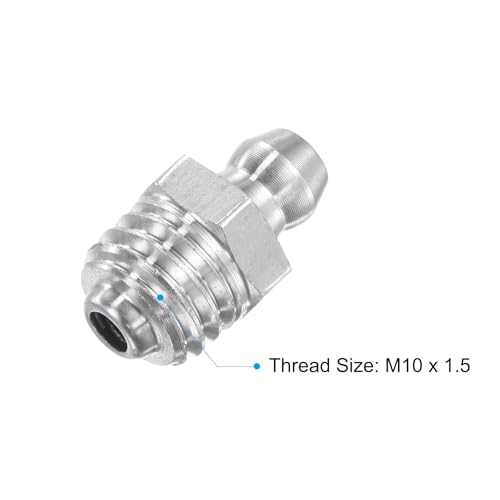 Image of uxcell 4Pcs Metric Stainless Steel Straight Grease Fitting M10 x 1.5mm Thread Hydraulic Grease Fitting Accessories