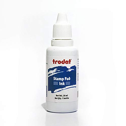 Image of Trodat Stamp Pad Ink - Blue Ink - 28ml - Premium Replacement Ink for Use with Most Self Inking Stamps and Rubber Stamp Pads