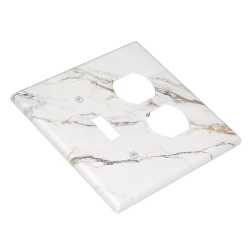 Decorative Outlet Covers Modern Grey Gold Marble Texure 2 Gang Outlet Cover Wall Plate Single Toggle Duplex Light Switch Cover Plate Switch Plate Covers for Kitchen Bathroom Decor