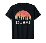 Dubai Retro Skyline City Arab Emirates UAE Architecture Art T-Shirt