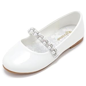 Parrosoo Toddler Girls Dress Shoes Girls Flower Shoes Princess Wedding Party Girls Flats for Little/Big Kids