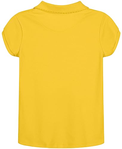 Image of Nautica Girls' School Uniform Short Sleeve Polo Shirt, Button Closure, Soft Pique Fabric