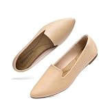 DREAM PAIRS Zapatos Planos para Mujer, Zapatos Elegantes de Punta, Cómodos Zapatos de Vestir Casual para el Trabajo de Oficina,Size 43,Desnudo,DWUMSP2502