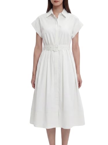 Image of EZAPINE Womens Summer Shirt Dress Casual Button Down Long Dress with Belt