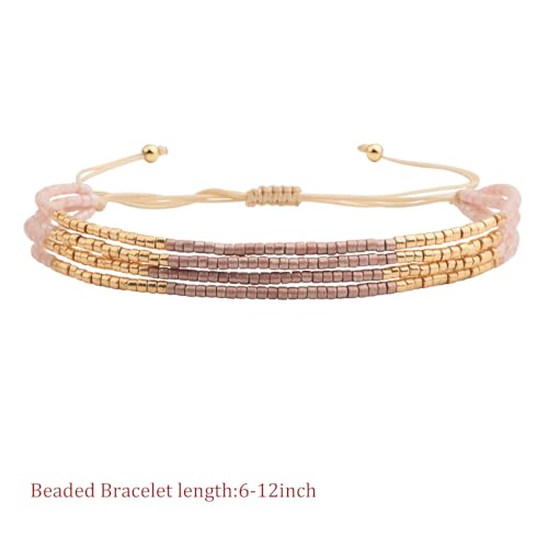 Image of KELITCH Layered Miyuki Beads Bracelets Adjustable Strand Bracelets Bangles Bohemian Style Summer