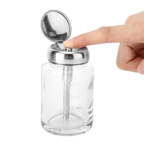 Hamwesh Pompa do Zmywacza do Paznokci, 80 Ml Szkła Profesjonalne Prasowanie Dozownika Pompy do Zwolnienia Paznokcia Dozownik Usuwania Alkoholu Acetone (Naciśnij butelkę)