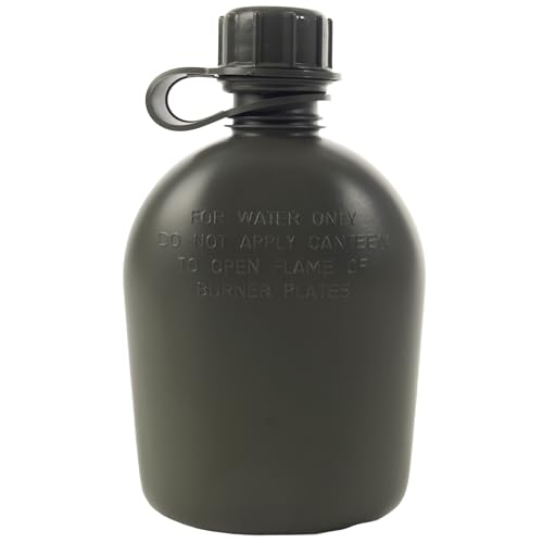 Rothco 3 Piece 1 Quart Plastic Canteen - Lightweight Outdoor Camping Survival Water Bottle, Olive Drab