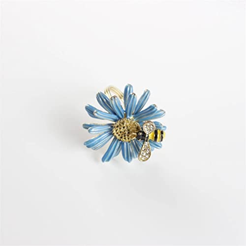 Sunflower Napkin Buckle Lake Blue Flower Napkin Ring Bee Daisy Napkin Ring Cute Bee Napkin Buckle Holder Home Metal Flower Napkin Ring Sunflower Napkin Buckle Desktop Decoration #TOP1
