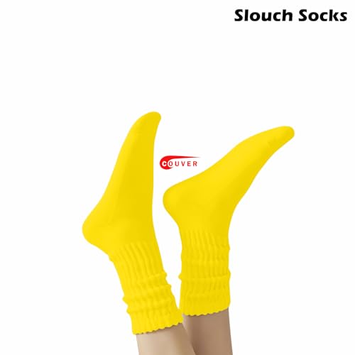 Image of COUVER Womens Scrunched Slouch Socks Soft Cotton Breathable Retro Crew or Knee High, Multiple Colors