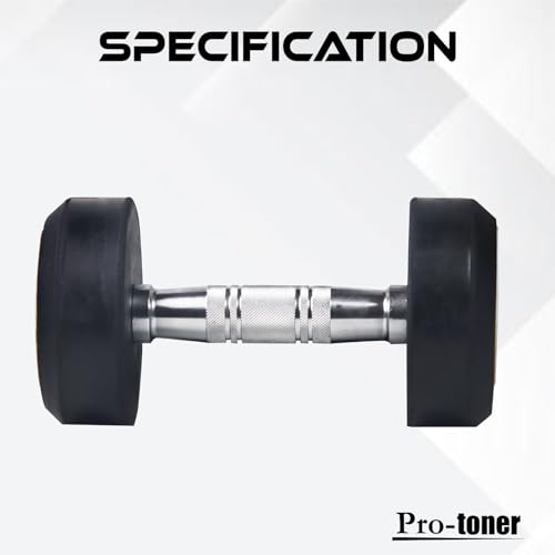 Image of Protoner Premium Rubber Coated Steel Dumbbells for Home Gym, Weightlifting, Bodybuilding, Crossfit, Yoga, Pilates, Pair (15 kg (7.5kg+7.5kg))