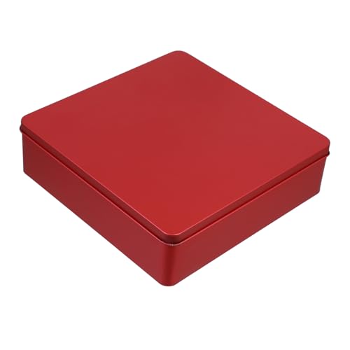 HOLIDYOYO Tin Boxes with Lids Empty Square Metal Tins Tinplate Candy Cookie Box Decorative Storage Box Party Treat Container for Jewelry Treasure Present Red