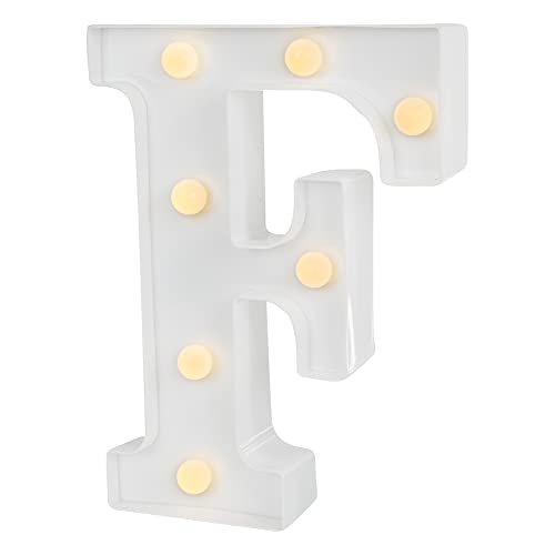 Image of Restaurantware Illumify 6.4 x 1.2 x 8.7 Inch Light Up Letter 1 Durable Marquee LED Light - Letter F Touchproof White Plastic Party Light Keyhole Slot For Parties Weddings Or Special Events