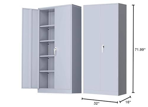 image for Greenvelly Metal Garage Storage Cabinet, 72” Tall Locking Steel Cabi