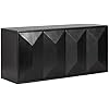 Kate and Laurel Ranier Modern Wooden Two-Door Wall Cabinet; 30 x 10 x 14; Black; Decorative Storage Cabinet with Dimensional Face for Use as Floating Nightstand or Floating TV Shelf