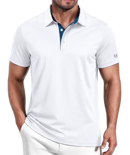 Image of ZITY Golf Shirts for Men Short Sleeve Moisture Wicking Solid Performance Designed Print Collared Casual Polo Shirt