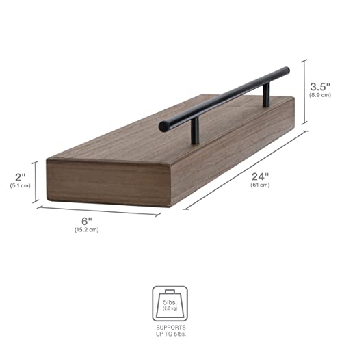 MELANNCO Floating Railing Shelf for Bedroom, Living Room, Bathroom, Kitchen, 24-Inch, Natural - Thumbnail 3