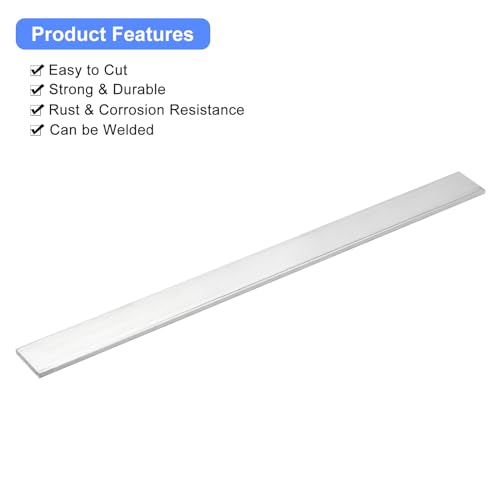 Image of uxcell Square Aluminum Flat Bar, 2Pcs 1 /8 inch Thick 1 inch Width 12 inch Length Square Aluminum Bar 6061 Aluminum Flat Plate, 3 x 25 x 305mm T6511 Solid New Mill Stock for Industrial Building