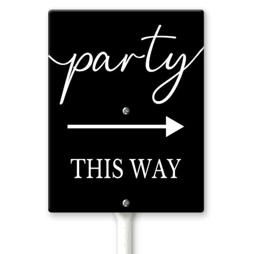 Horienteeon Party This Way With Right Arrow Directional Yard Sign with Stakes 20×30cm, Sturdy Aluminum Yard Signs Rust Free, Birthday Arrow Sign Directional Signs for Outdoors Lawn Wedding