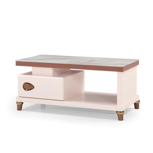 Image of Royaloak Melaka Malaysian Coffee Table | Tempered Glass Top | HDF with High Gloss Reflective Finish | Ample Storage | Coffee Table for Living Room | Table with Storage | Multipurpose Table