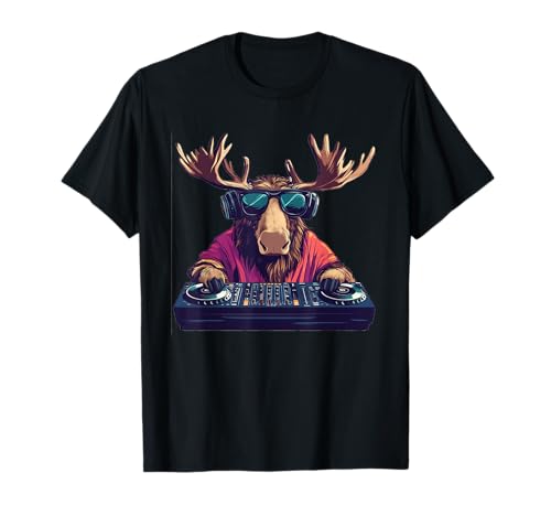 Groovy Moose en tant que DJ pour une soirée géniale avec des lunettes de soleil T-Shirt