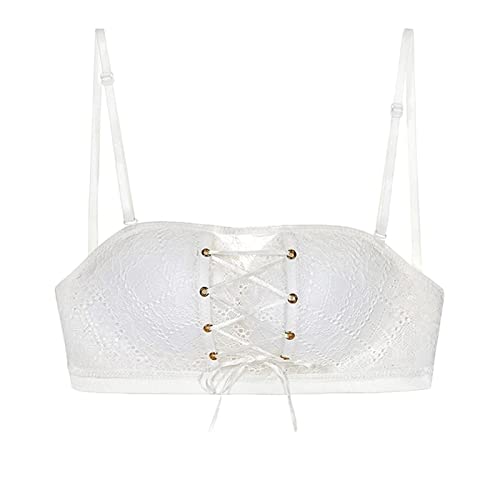 Soutien-gorge bustier sans bretelles et nuisette blanche en dentelle taille L