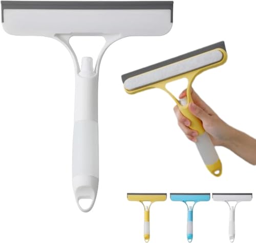 3 in 1 Spray Squeegee, WindowSqueegee with Spray 3 in 1 WindowSqueegee Cleaner, Small Squeegee Washer Wiper Plastic ，Spray WindowSqueegee Cleaner Tool with SprayBottle (White)