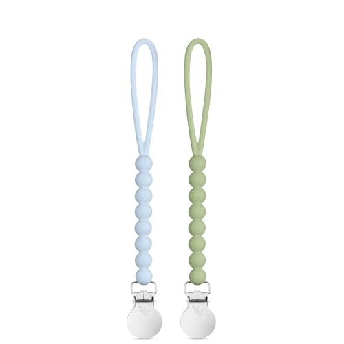 Image of Ryan & Rose Cutie Clip 2 Pack - Pacifier Clip Holder Silicone (Judy-Blue /Judy-Sage)