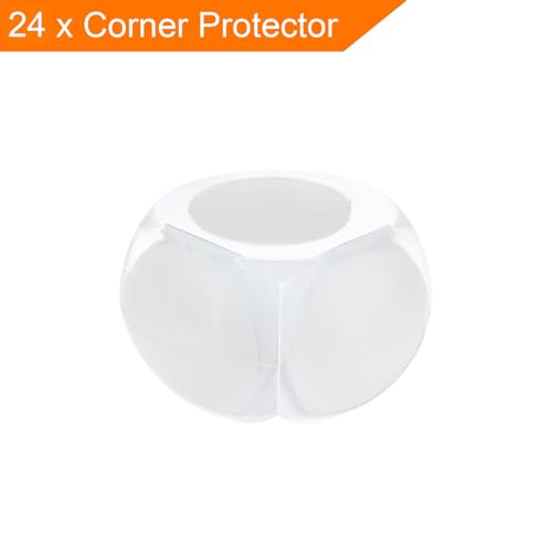 Image of uxcell Corner Protectors, 24Pcs 30x30x25mm - Proof Corners and Edges Protectors Guards, Spherical Table Corner Bumper to Cover Furniture Corner (Transparent)