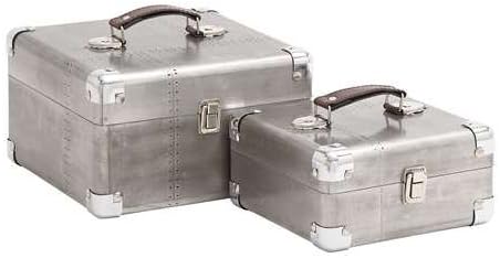 Sleek and Attractive Wooden Case Set of Two with Leather Handles