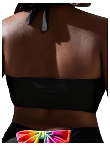MakeMeChic Women's Plus Size Halter Bikini Top Tie Back Swimsuit Bathing Suit Tops2