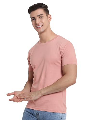 Image of BEYOUNG Cotton Regular Fit Plain T-Shirt for Men | Flexible Round Neck | Casual T-Shirt | Solid T-Shirt | Half-Sleeves | Stylish T-Shirt