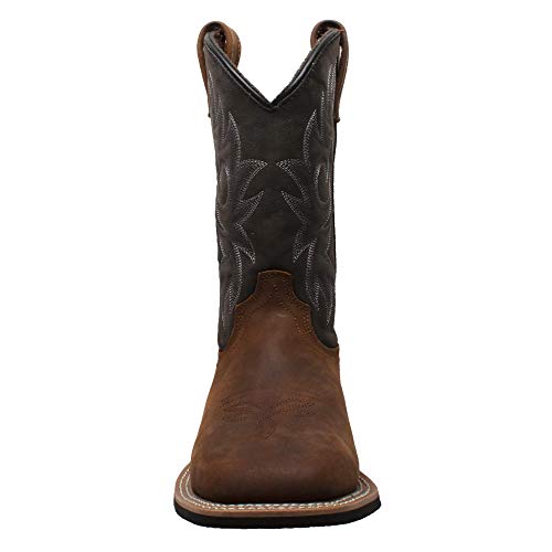 Ad Tec Mens Western Cowboy Boots Brown Crazy Horse Leather - Row Welt Stitching, Wood Effect Heel with Cushioned Insole and Oil Resistant Outsole3