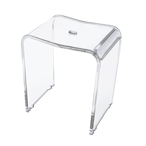 Acrylic Shower Bench Stool, Clear Bath Chair Seat, Bathroom Shower Stool, Perfect for Shower Steam and Sauna, Rounded Edge and Sleek Designed, Weight Capacity 300Lbs