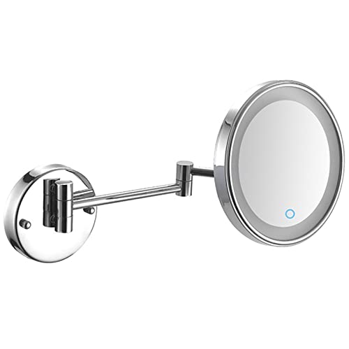 Miroir de maquillage LED 5X extensible à interrupteur tactile chromé