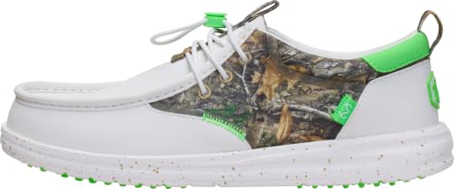 HEYDUDE Men's Realtree Edge Wally Golf Shoe, Dark Camo Green/White Size 11
