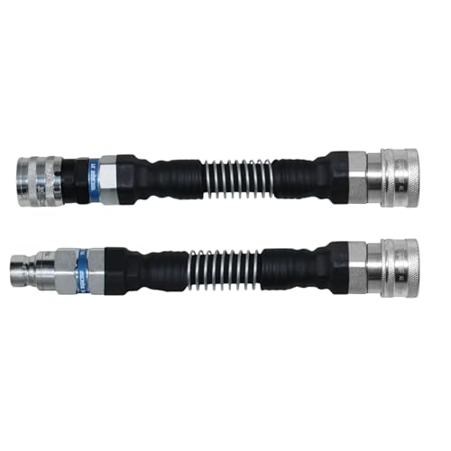 Image of 1 /2 inch Flat Face to Ag Style Hydraulic Quick Connect Coupler Adapter Set | Heavy-Duty | ISO 16028 to ISO 5675 | 5076 PSI | Zinc Plated | Dust Caps Included | Fits Bobcat, John Deere, CAT | TL106-FLEX