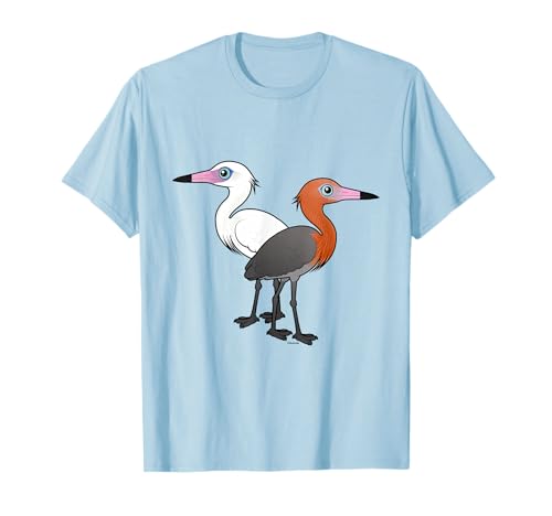 Cute Cartoon Reddish Egrets Dark and White Morphs Together T-Shirt