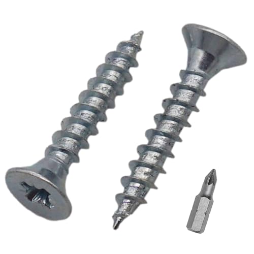 SKIR'CO (100 pcs) Zinc Plated Steel 3.0 x 18 mm Wood Screws, Pozidriv Countersunk Head, Chipboard Screws, PZ Fully Threaded