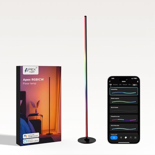Apex RGBIC+W Smart Corner Floor Lamp, LED Color-Changing Lamp wit...