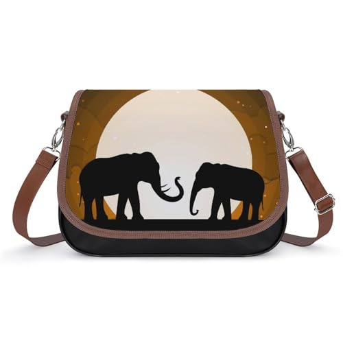 Sacoche en cuir silhouette éléphants imperméable et sac messager fonctionnel