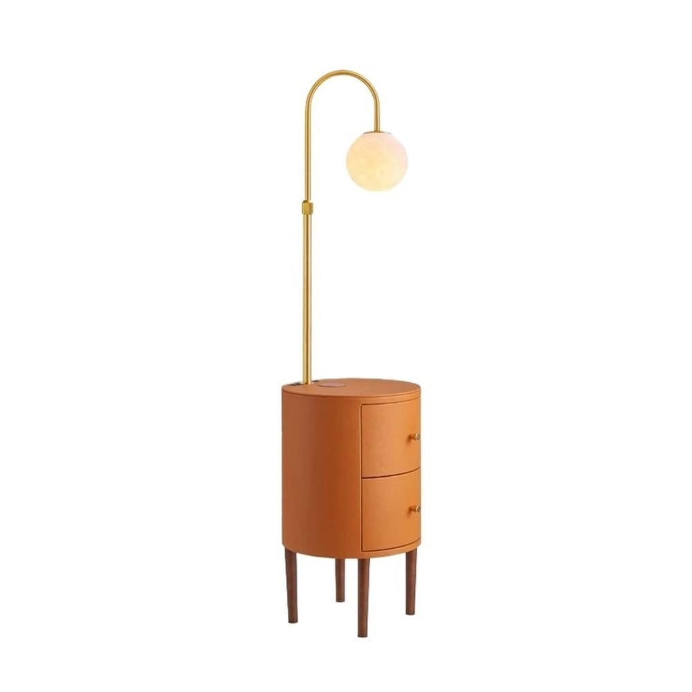 Jian1004 Floor Lamp, LED Floor Lamp with Drawers, USB & Nightstand(Orange)