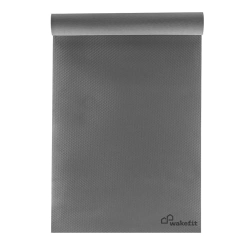 Image of Wakefit Yoga Mat | Anti Slip Single Layered | 72 X 24 inch | 4 mm Thick | Grey Asana | With Strap