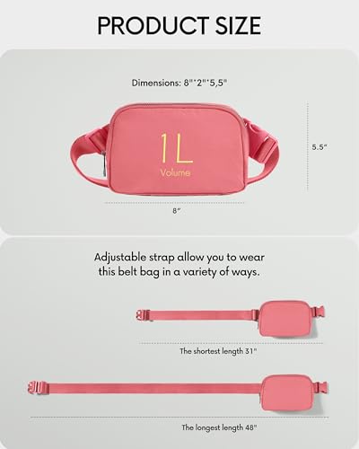 Image of ODODOS Unisex Mini Belt Bag with Adjustable Strap Small Fanny Pack for Workout Running Traveling Hiking, Raspberry
