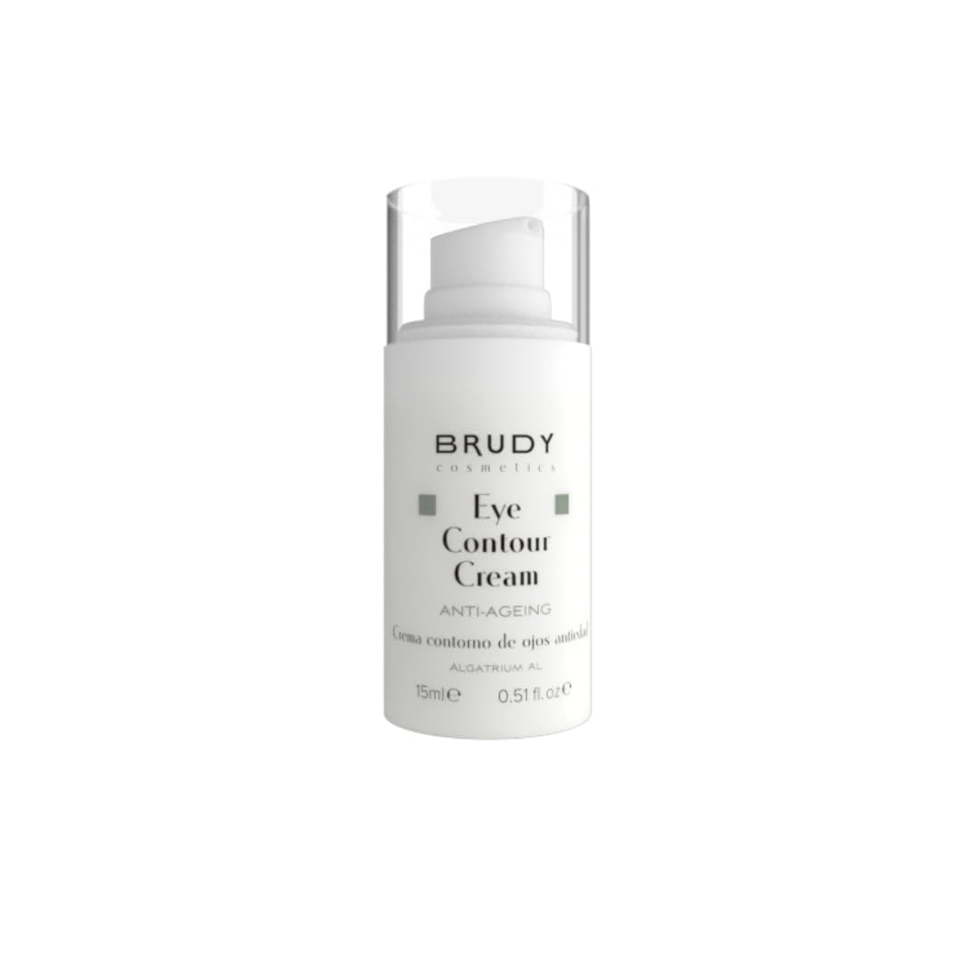 Brudy Cosmetics - Contour des yeux avec DHA | Action antioxydante et anti-gagiste | Réduit les rides, les lunettes noires, les poches et les rides | Sans toucher gras | Végétalien | 15 ml