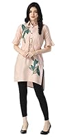 OM SAI LATEST CREATION Designer Slub Rayon Fully Stitched Straight Kurti for Women & Girls on Jeans Palazzo or Skirt (Plus Size Upto 2XL)-(Black) (Pink, Medium)