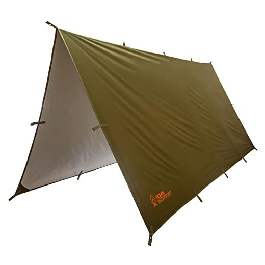 Texas Bushcraft Emergency Camping Tarp, Waterproof 10x10 Emergency Shelter for Backpacking and Hiking, 70D Ripstop Nylon Survival Tarp with Reflective Aluminized Polymer and Loop Ties with Grommets