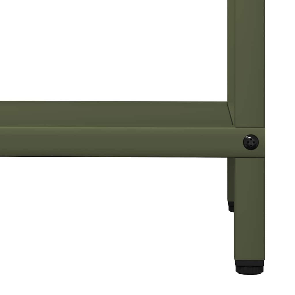Brokky 864302 Rastrelliera per Legna da Ardere Verde Oliva 40x25x120 cm Legnaia da Esterno in Metallo, Ripiano per Legna da Ardere, Portalegna
