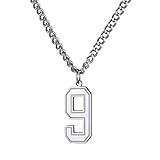 GoldChic Jewelry Baseball Nummer Anhänger Unisex Edelstahl Glücklich Nummer Halsketten Baseball Jersey Nummer in Gold/Silber/Schwarz mit 61cm+5cm Lange Ketten für Herren/Damen