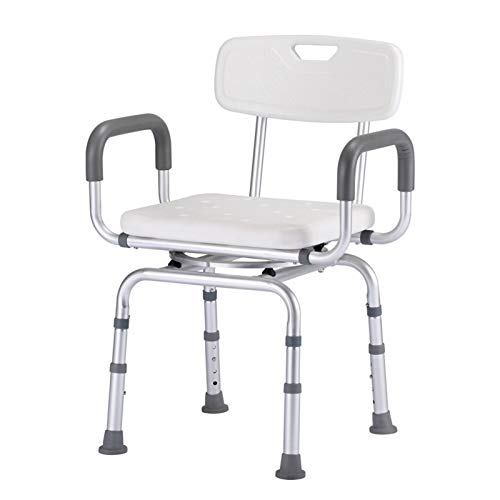 NXL Aluminium Duschstuhl 360 Grad drehbar mit Rückenlehne und ergonomischem Sitz, höhenverstellbar und rutschfest, 50 x 44 x (70-78) cm für ältere Menschen Behinderte Schwangere Cover